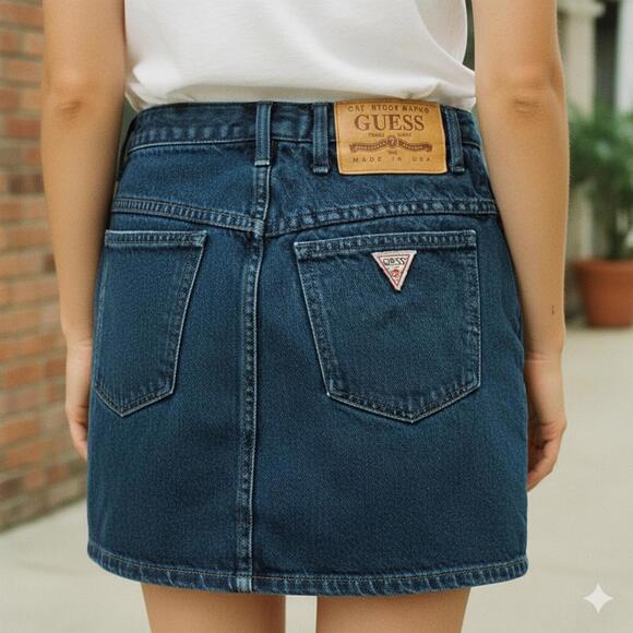 Guess Dresses & Skirts - Vintage 1990's Dark Blue Denim Guess Skirt size 27